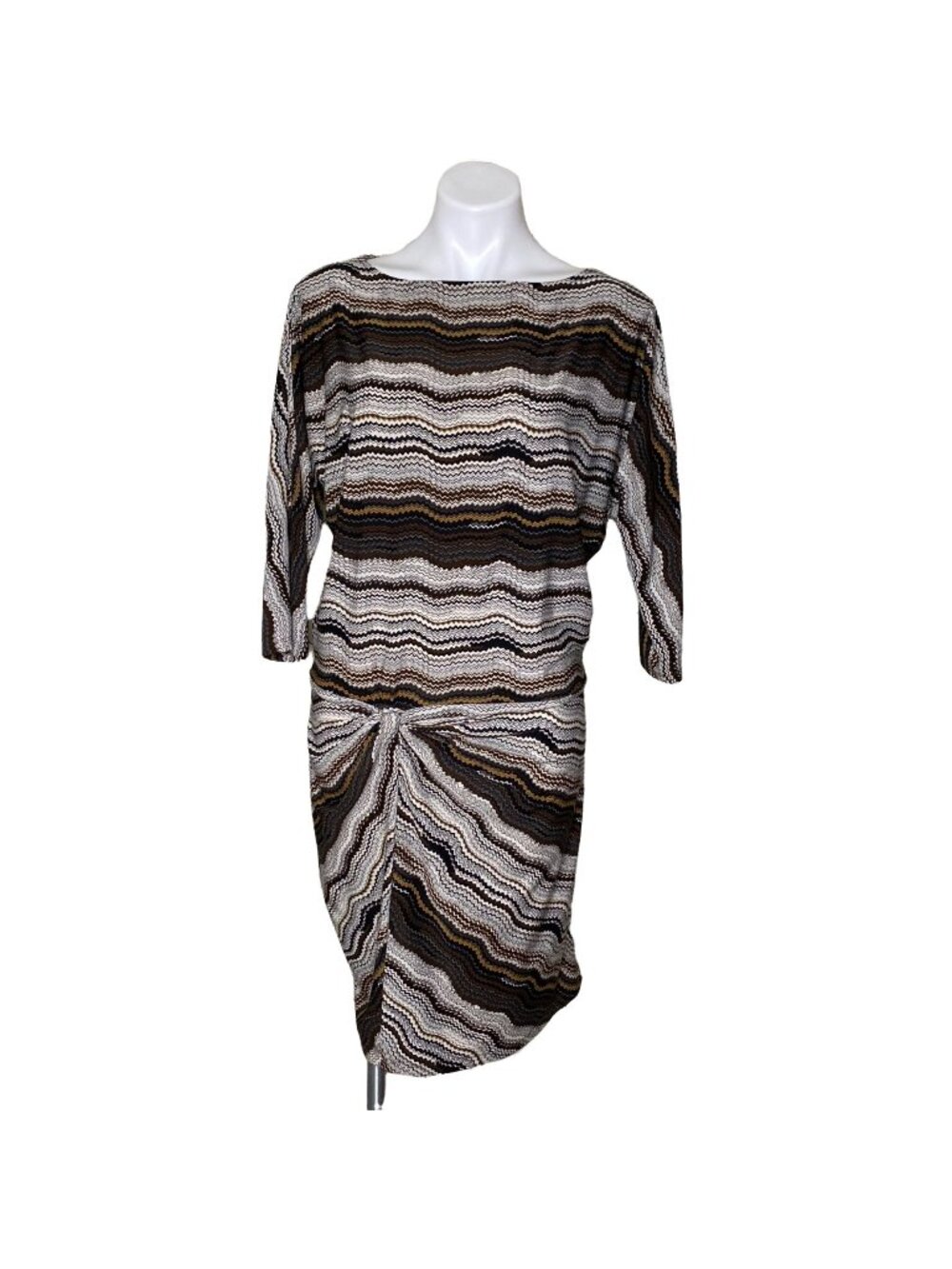 BCBGMAXAZRIA Women's Chevron-Patterned Knot Front Dress Multicolor Size M